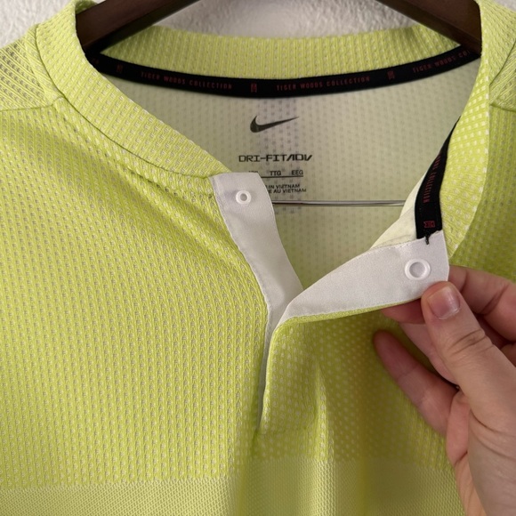 Nike X Tiger Woods DRIFIT ADV Polo Golf Shirt Men's Yellow Shirt XXL NEW - Picture 8 of 13